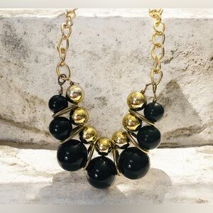 Gold-tone and Black Statement Necklace